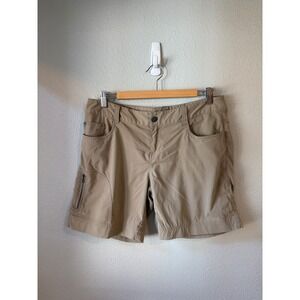prAna Hiking Shorts Women Size 10 Tan Ripstop Stretch Outdoor Trail Utility